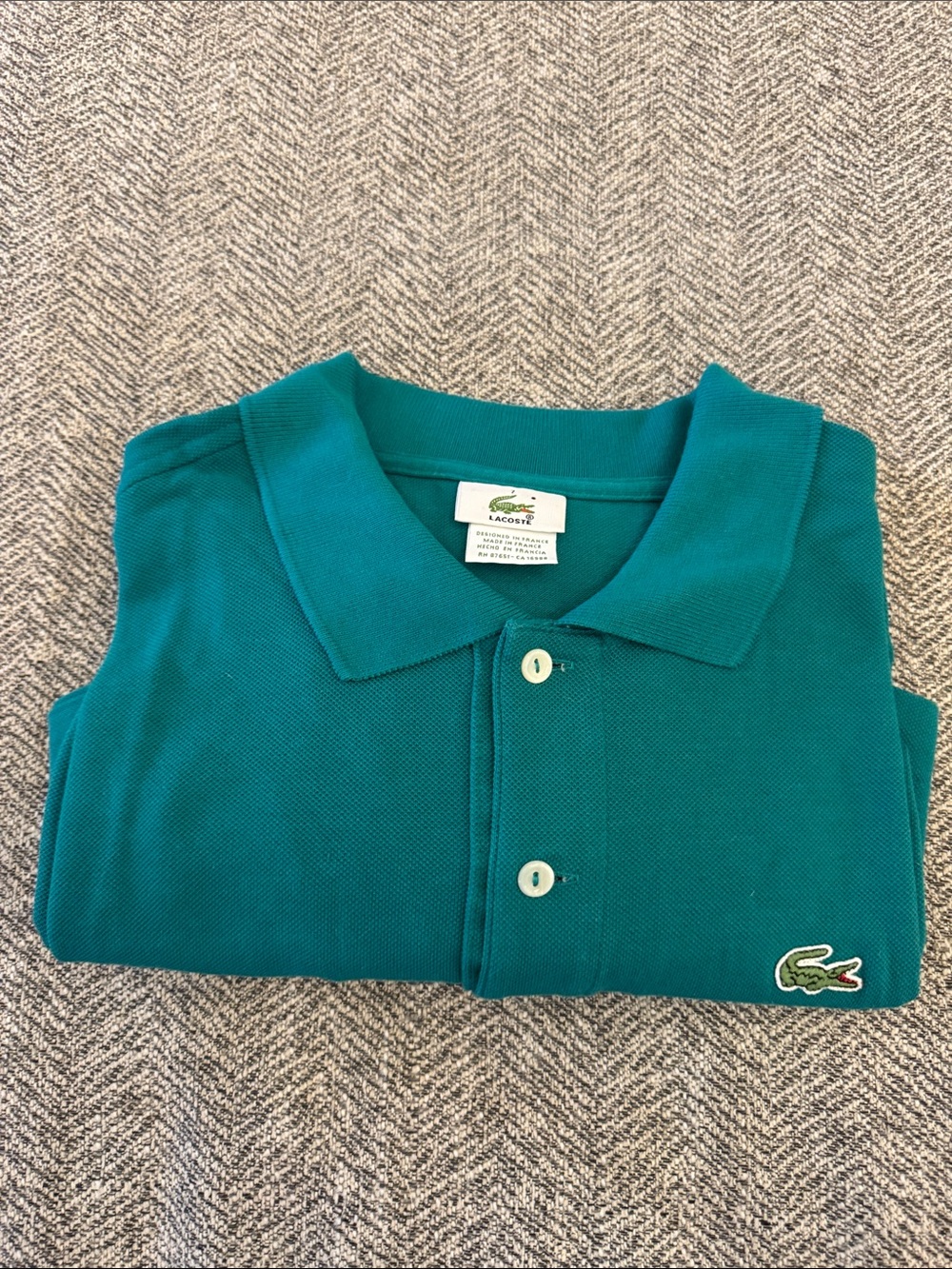 Lacoste Men's Teal V-Neck Polo Sweater